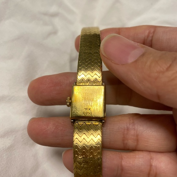 Vintage Automatic Bucherer Swiss Made Solid Gold 18K with diamonds Women Watch - Picture 9 of 12